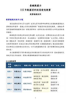 臺鐵數據力—115年數據資料創意發想競賽圖片